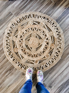 Round Jute Woven Rug