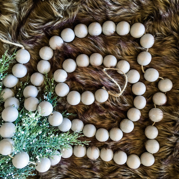 Graywash Chunky Wood Garland