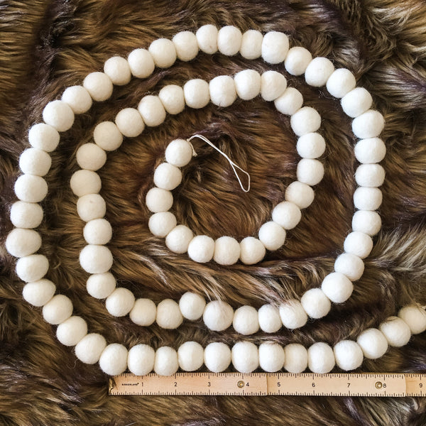 White Felt Pom Pom Garland