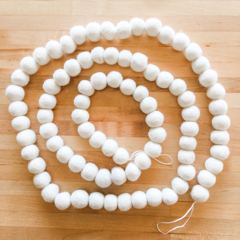 White Felt Pom Pom Garland