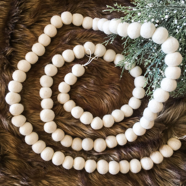 White Felt Pom Pom Garland