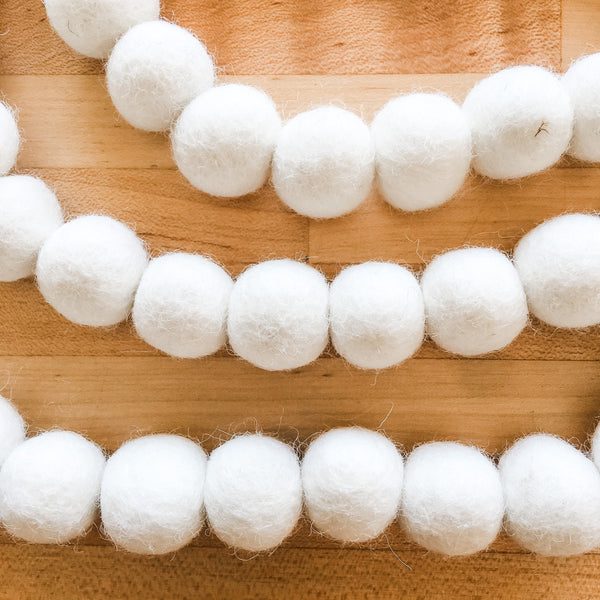 White Felt Pom Pom Garland